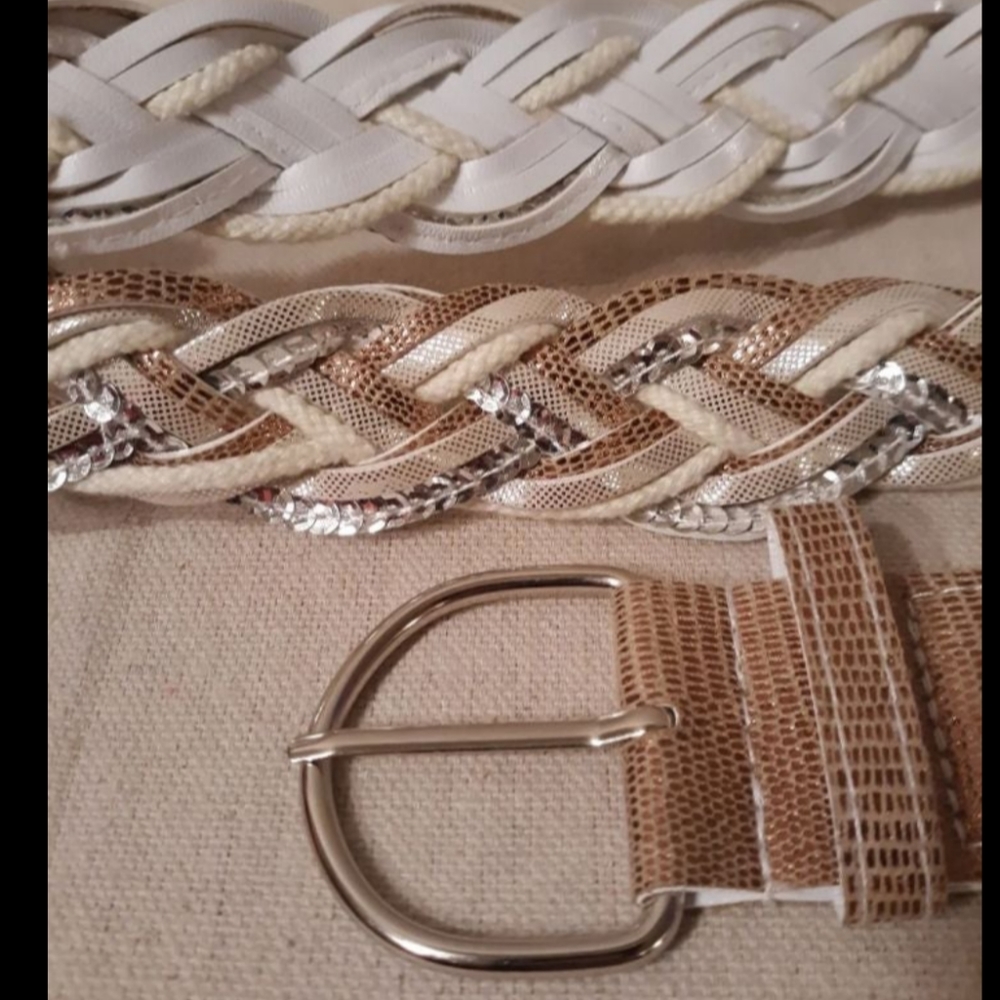 Metallic Belt Braided Sparkly Sequins